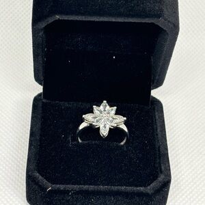 10K White Gold Ring with white tourmaline, size 7